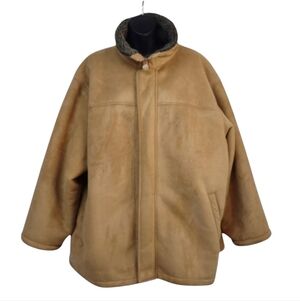 Rainforest Men's Brown Faux Suede Sherpa Lined Coat Jacket Size XXL